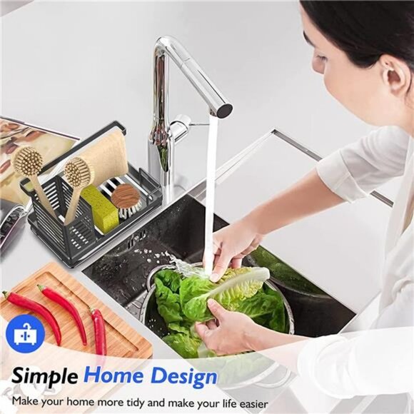 Sink Caddy, Kitchen Sink Organizer, Sponge Holder Stainless Steel Kitchen Caddy - Picture 6 of 6